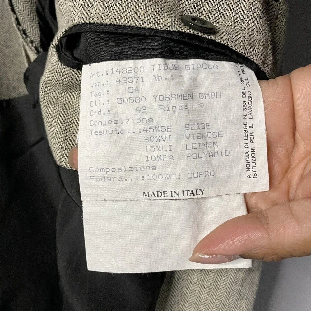 Paolo Giordano Men's Gray Herringbone Single Breasted Notch Lapel Blazer